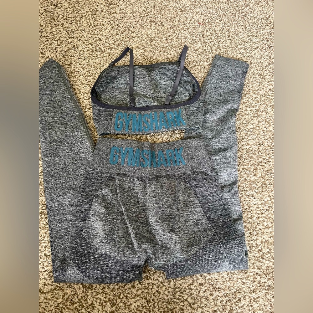 Gymshark high waisted grey leggings and bra set
